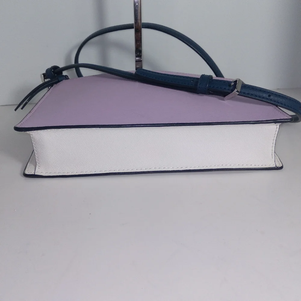 Kate Spade New York Purple/Blue Leather Colorblock Portfolio Crossbody Bag